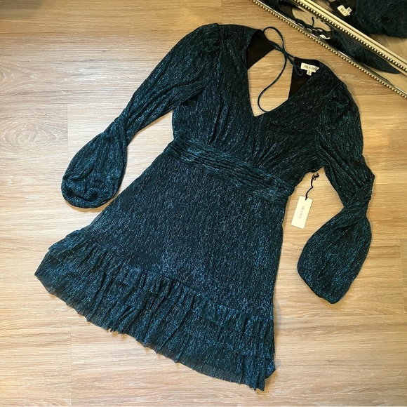 MILA Mae Long Sleeve Teal Shimmer Dress – Size Small – NWT - Picture 3 of 9